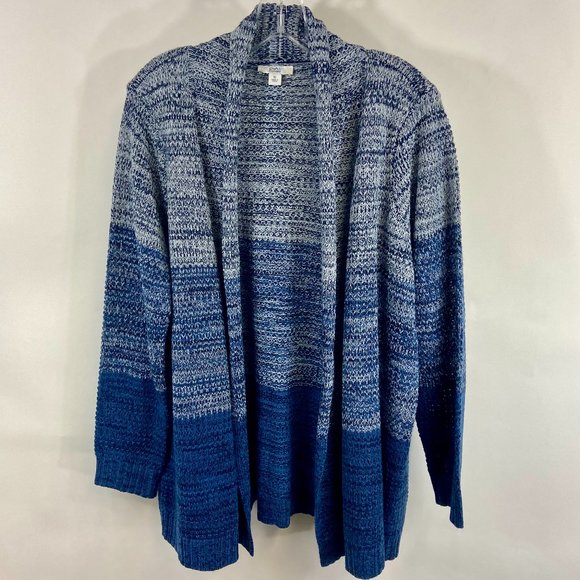 croft & barrow Sweaters - Croft & Barrow Blue Ombre Knit Long Cardigan, XL